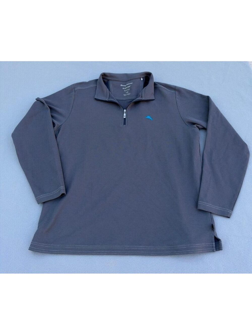 Tommy Bahama IslandZone Supima Polo Men L Gray Quarter Zip Performance